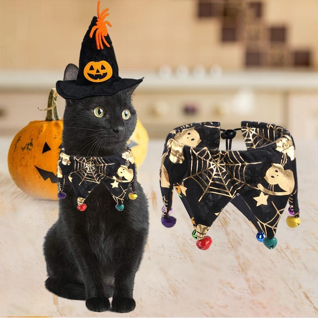 ＫＬＫＣＭＳ Dog Hat Scraf Wizard Kitten Halloween Costumes Pumpkin Spider Bells Holiday Cosplay Party Accessories, Scarf, 15X12Cm Animals & Pet Supplies > Pet Supplies > Dog Supplies > Dog Apparel ＫＬＫＣＭＳ   