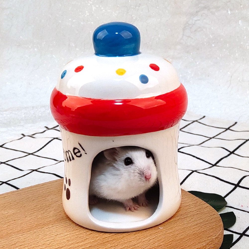 Anti-Chew Ceramic Pet Hideout Hut Cave Ceramic Critter Bath Deodorant Summer Cool Small Animal Nesting Habitat Cage Gift Animals & Pet Supplies > Pet Supplies > Small Animal Supplies > Small Animal Habitats & Cages Sharawem   