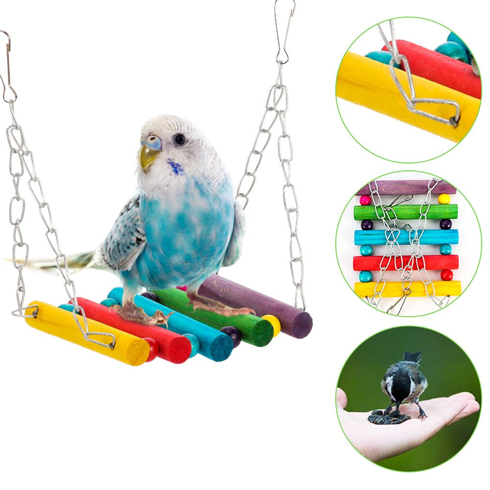 PWFE 8-Pack Bird Toys Parrots Cage Toys Hanging Swing Shredding Chewing Perches Parrot Toy for Finches,(Multicolor)