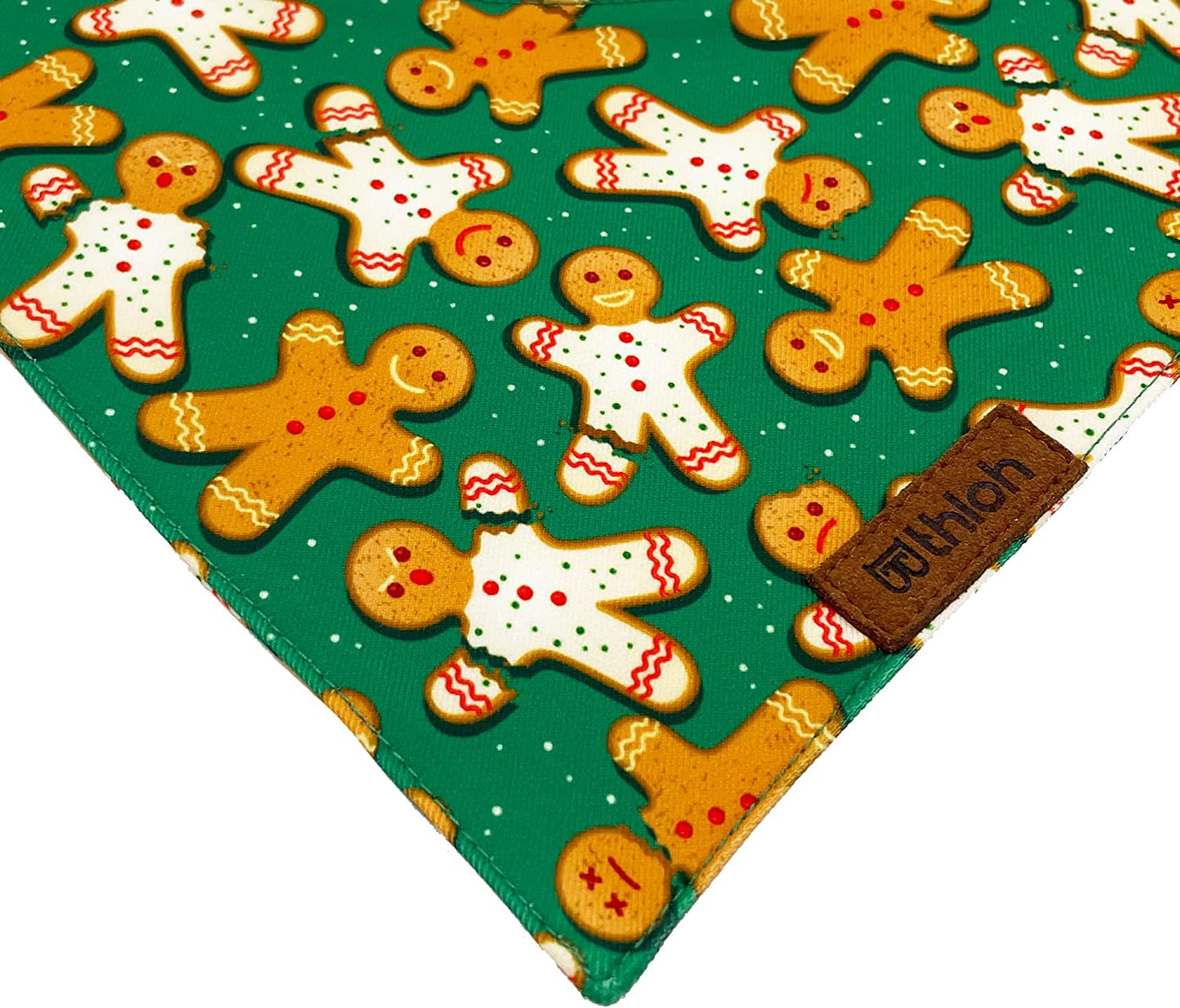 THLOH Holiday Dog Bandanas - 2 Pack Gingerbread Cookies Pet Scarf | Multiple Sizes Offered | for Boy and Girl, Adjustable Fit, Birthday Bandana for Small Medium Large Dogs,2Pcs,L