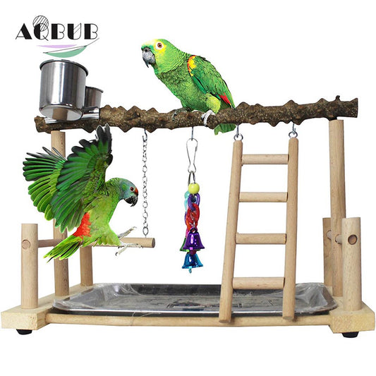Bird Playground Bird Cage Game Rack Pet Bird Perch Platform Rack Parrot Play Gym Parrot Cage Decorated Parrot Perch Feed Seed Cup Ladder Small Animal Chew Toy Parrot Parrot Animals & Pet Supplies > Pet Supplies > Bird Supplies > Bird Gyms & Playstands KOL PET   