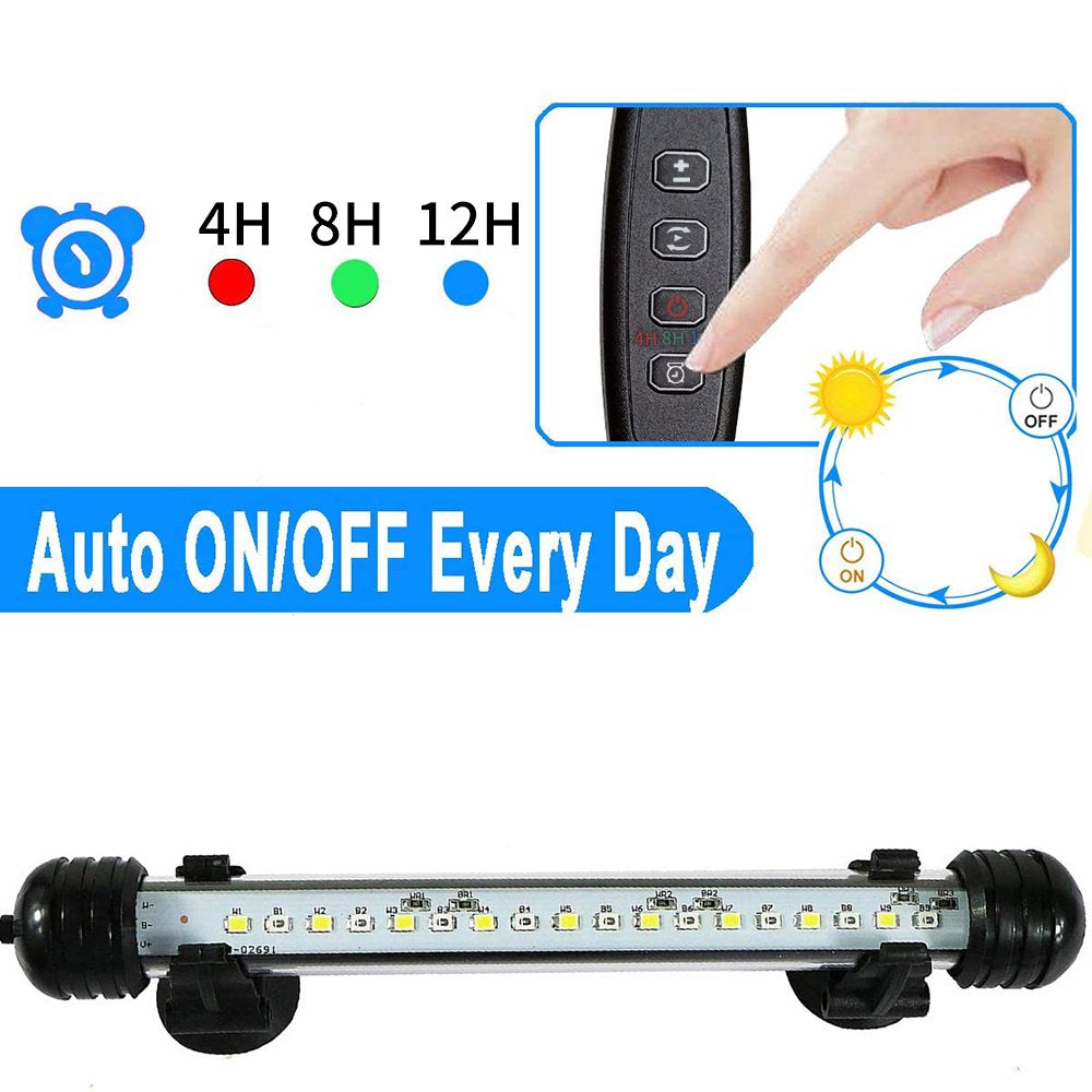 DONGPAI Submersible LED Aquarium Light, Fish Tank Light with Timer Auto On/Off White & Blue 3 Light Modes LED Light Bar for Fish Tank Animals & Pet Supplies > Pet Supplies > Fish Supplies > Aquarium Lighting DONGPAI   