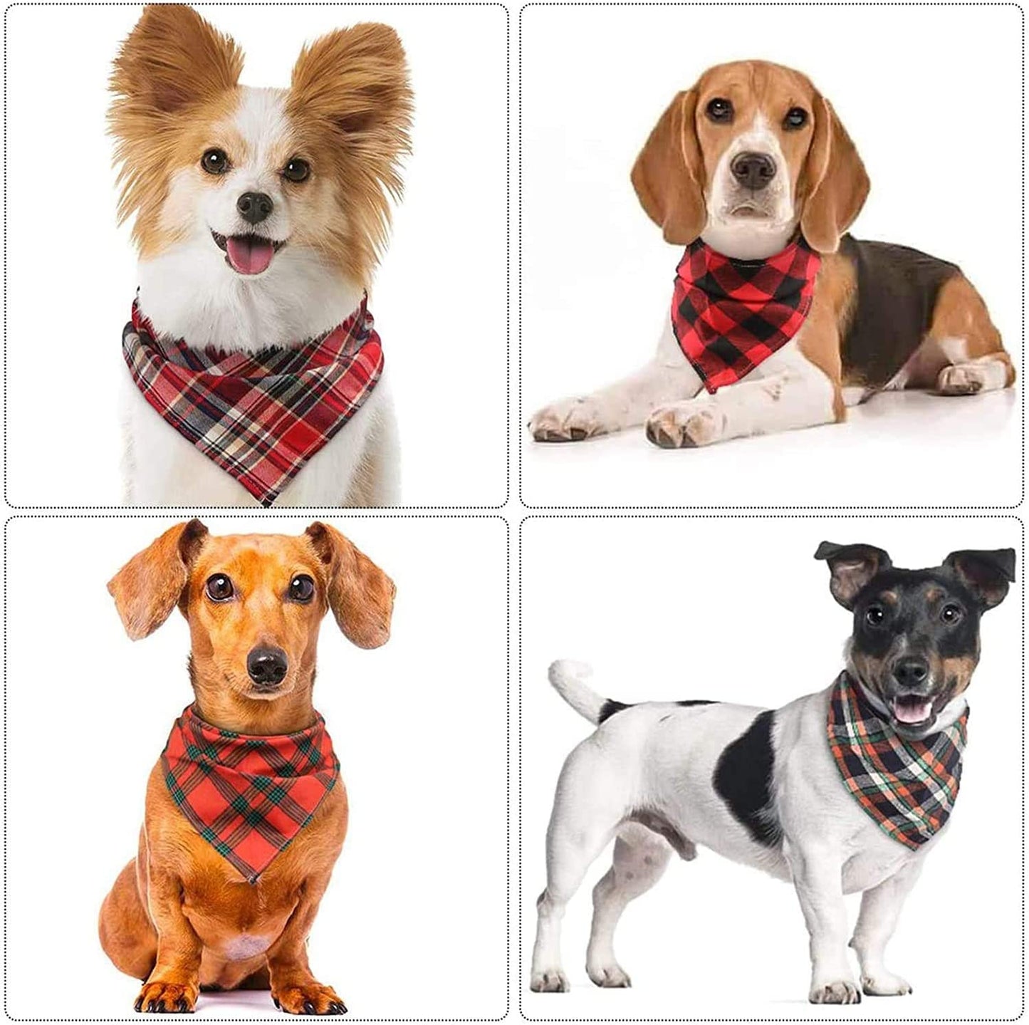 VIPITH 8 Pack Triangle Dog Bandanas, Reversible Plaid Painting Bibs Scarf, Washable and Adjustable Kerchief Set for Small to Large Dogs Cats Pets(Size L) Animals & Pet Supplies > Pet Supplies > Dog Supplies > Dog Apparel VIPITH   