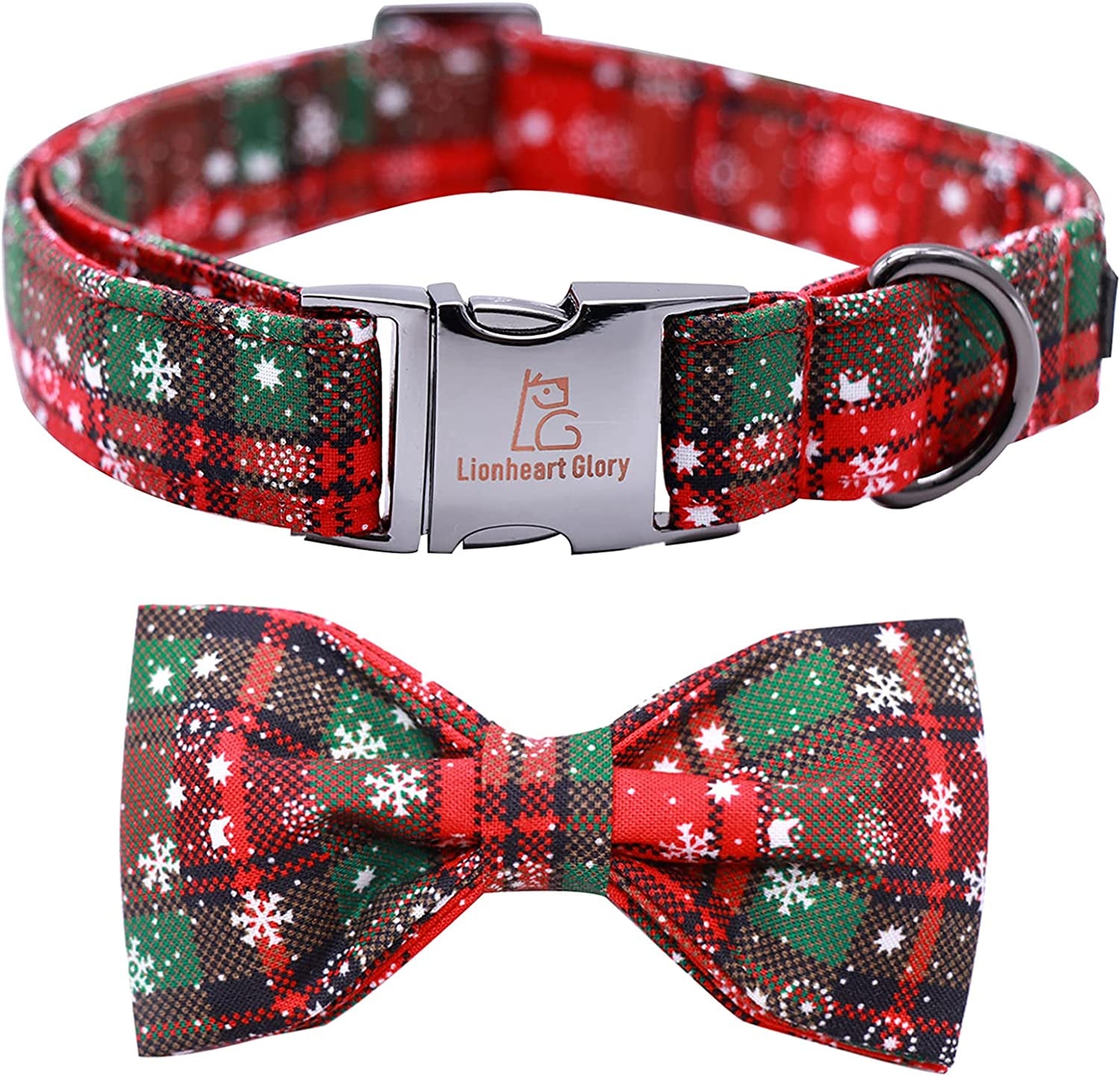 Lionheart Glory Floral Rose Print Dog Collar Adjustable Soft Dog Collar with Bowtie, Girl Pet Collars for X-Small Small Medium Large Dogs Animals & Pet Supplies > Pet Supplies > Dog Supplies > Dog Apparel Lionheart glory A:Red&Green Grid X-Small (Pack of 1） 