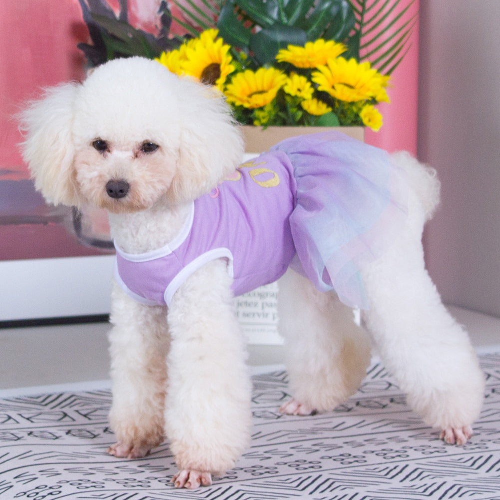 Pet Dog Girl Lace Tutu Princess Dress for Puppy Small Medium Dog Star Dresses Summer Apparel Animals & Pet Supplies > Pet Supplies > Dog Supplies > Dog Apparel Lovebay L Purple 