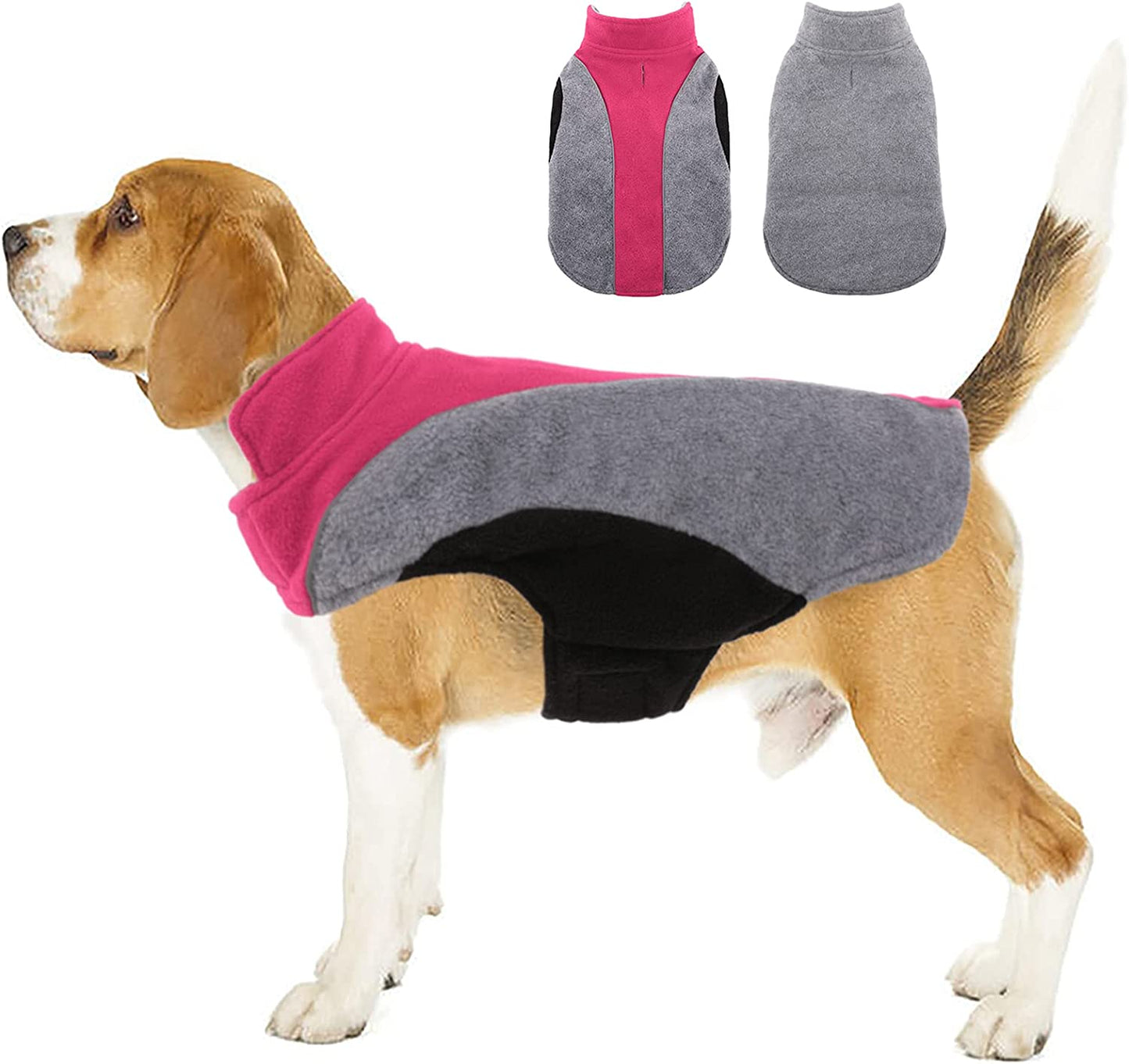 Kuoser Dog Fleece Vest, Reflective Dog Winter Coat Outdoor Jacket, Soft Reversible Cold Weather Dog Coat Warm Pet Apparel Puppy Clothes for Small Medium and Large Dogs Cats French Bulldog Labrador Animals & Pet Supplies > Pet Supplies > Dog Supplies > Dog Apparel Kuoser Rose Red XS 