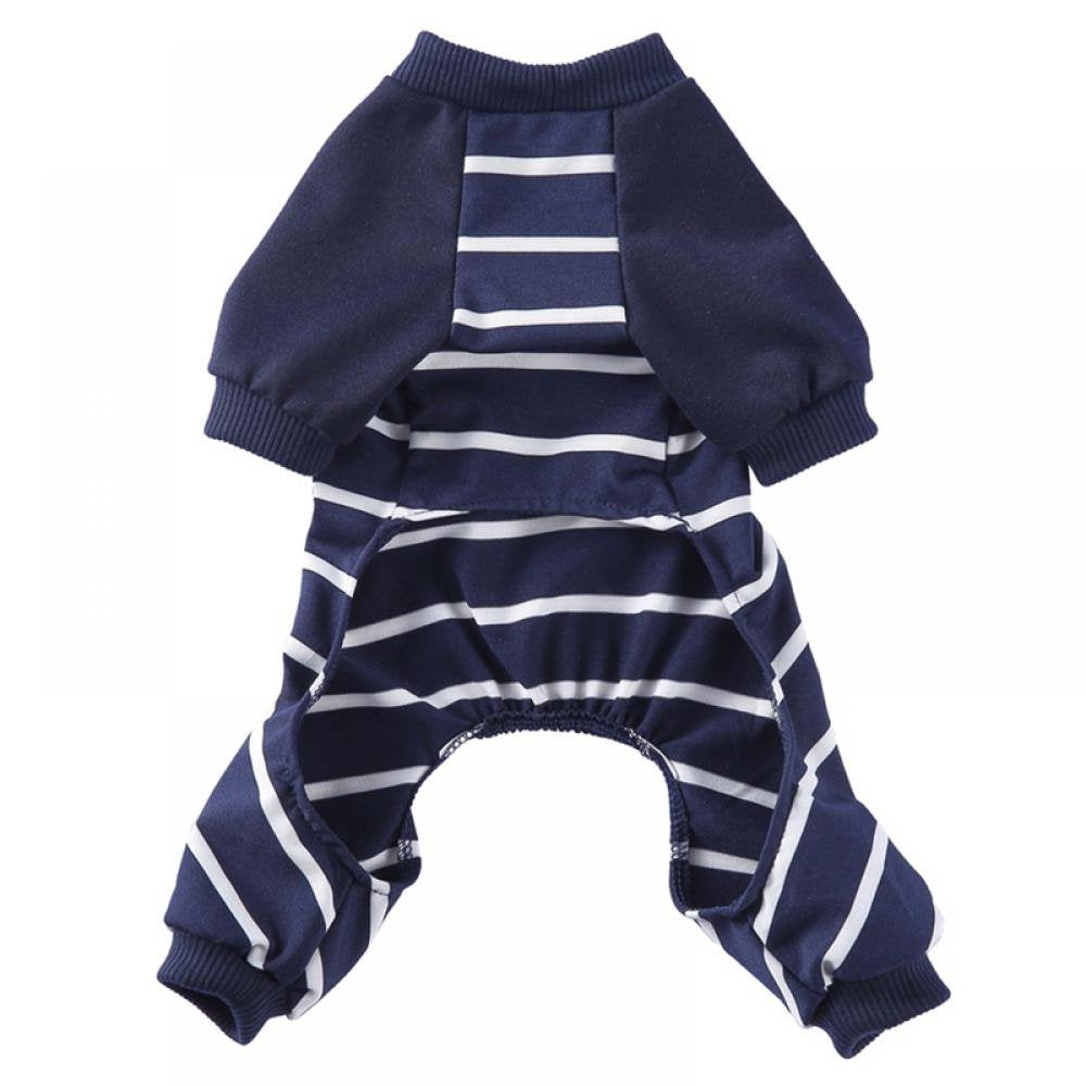Dog Pajamas Striped Pet Jumpsuits Cotton Dog Onesies Long Sleeves Pet Pajamas Cute Dog Apparels Soft Pet Clothes for Puppy Small Dogs (Gray,Xs) Animals & Pet Supplies > Pet Supplies > Dog Supplies > Dog Apparel Dcastle M Blue 