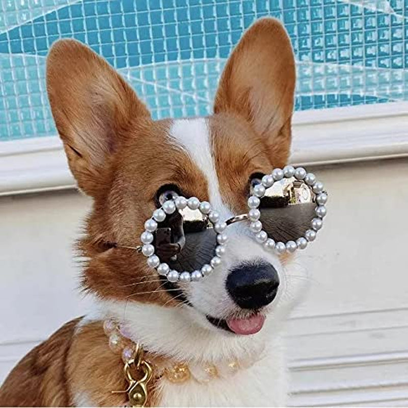 Pearl Dog Sunglasses for Costume Party Dog Accessories Glasses Eye-Wear UV Protection Pet Windproof Glasses (S,3.1") Animals & Pet Supplies > Pet Supplies > Dog Supplies > Dog Apparel PQIQP   