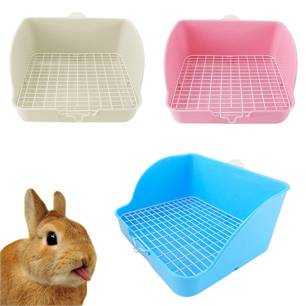 Walbest Pet Small Rat Toilet, Square Potty Trainer Corner Litter Bedding Box Pet Pan for Small Animal/Rabbit/Guinea Pig/Galesaur/Ferret (White)