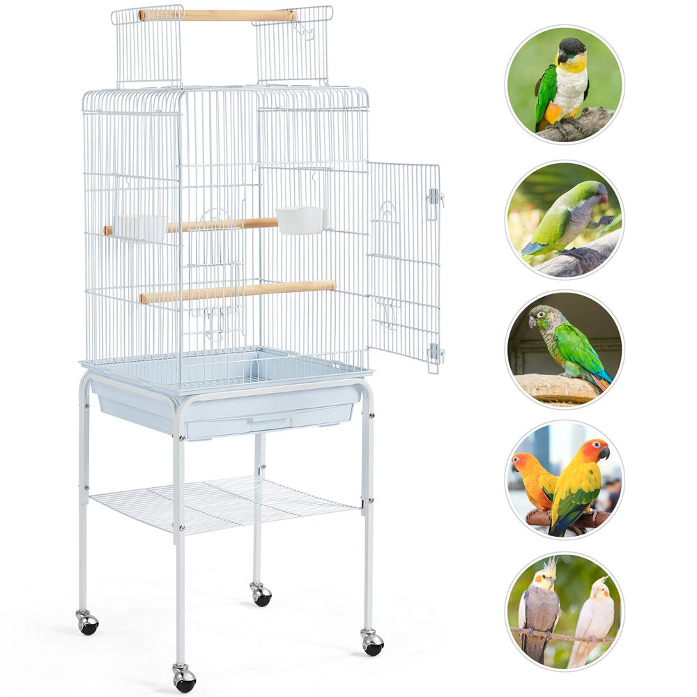 Topeakmart 53.5-Inch Open Top Metal Bird Cage with Detachable Rolling Stand, White Animals & Pet Supplies > Pet Supplies > Bird Supplies > Bird Cages & Stands Topeakmart   