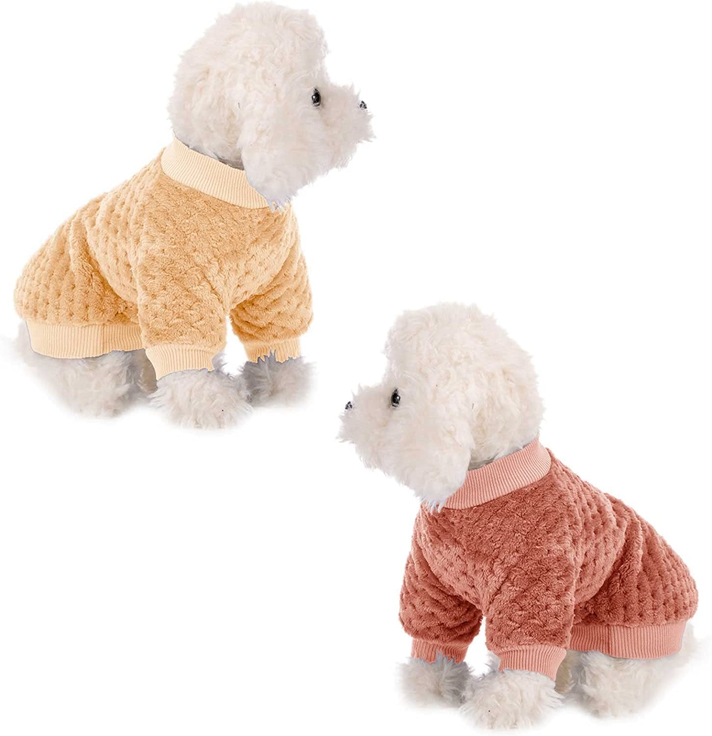 Dog Sweater, 3 Pack Dog Sweaters for Small Medium Dogs or Cat, Warm Soft Flannel Pet Clothes for Dogs Girl or Boy, Dog Shirt Coat Jacket (Small, Pink+Purple+Light Green) Animals & Pet Supplies > Pet Supplies > Dog Supplies > Dog Apparel POMIU Grapefruit+Peach X-Small 