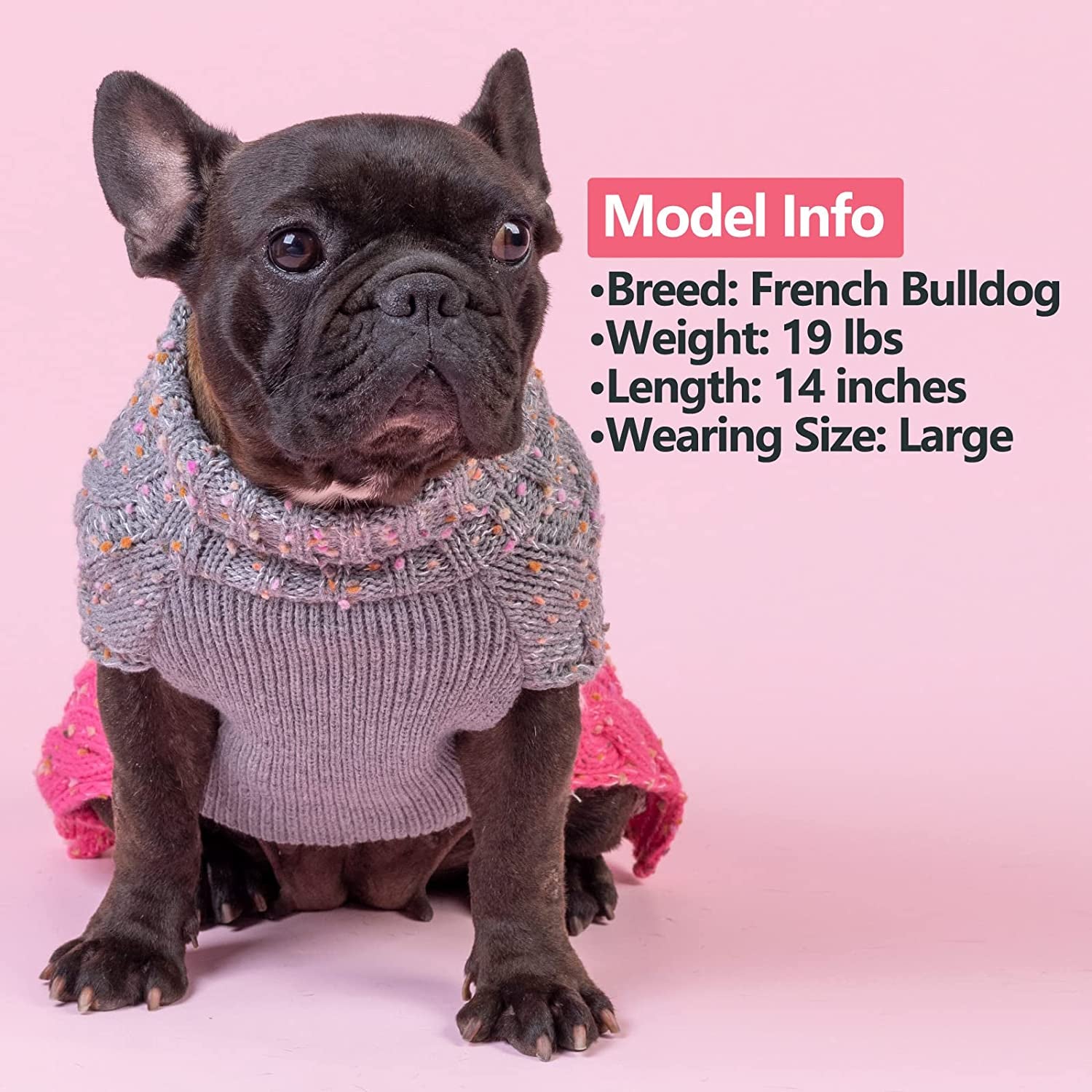 KYEESE 2022 Dog Sweater Color Block with Fuzzy Thread Knitted Turtleneck Dog Knitwear with Leash Hole for Small Dogs Fall Winter Dog Clothes, Pink,M Animals & Pet Supplies > Pet Supplies > Dog Supplies > Dog Apparel kyeese   