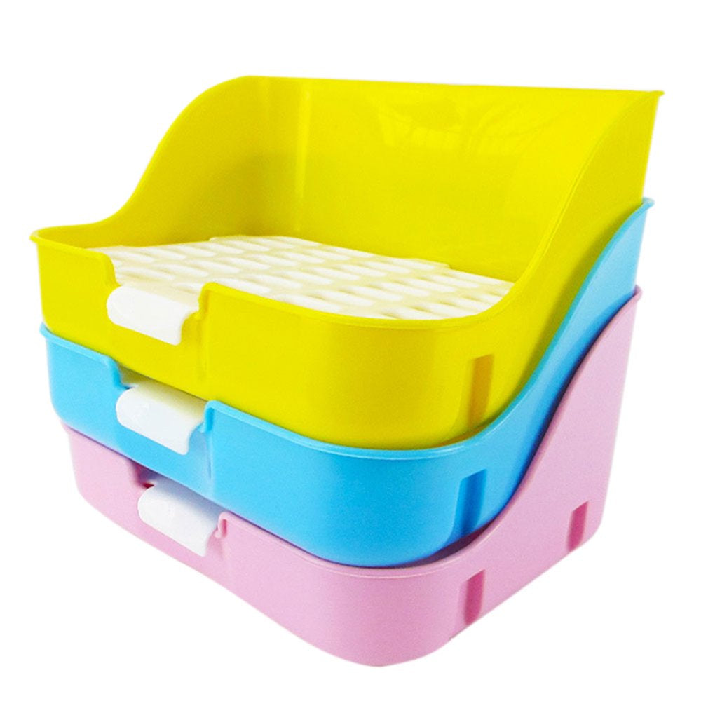 Walbest Small Animal Rabbit Litter Toilet, Plastic Square Cage Box Rat Potty Trainer Corner Grate Litter Bedding Box Pet Pan for Guinea Pigs, Chinchilla, Ferret, Galesaur, Bunny (Pink) Animals & Pet Supplies > Pet Supplies > Small Animal Supplies > Small Animal Bedding Walbest   