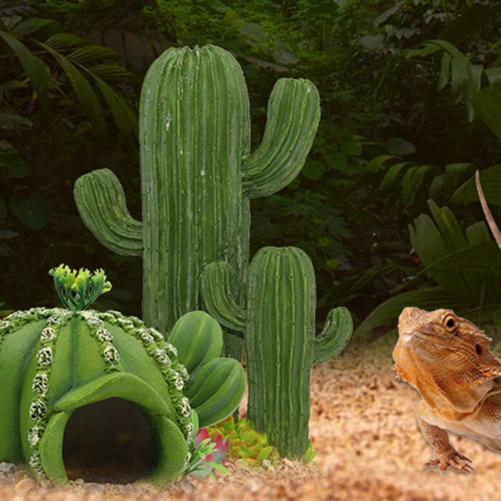 Terrarium Cactus Resin Plants Habitat Decoration for Reptiles and Amphibians