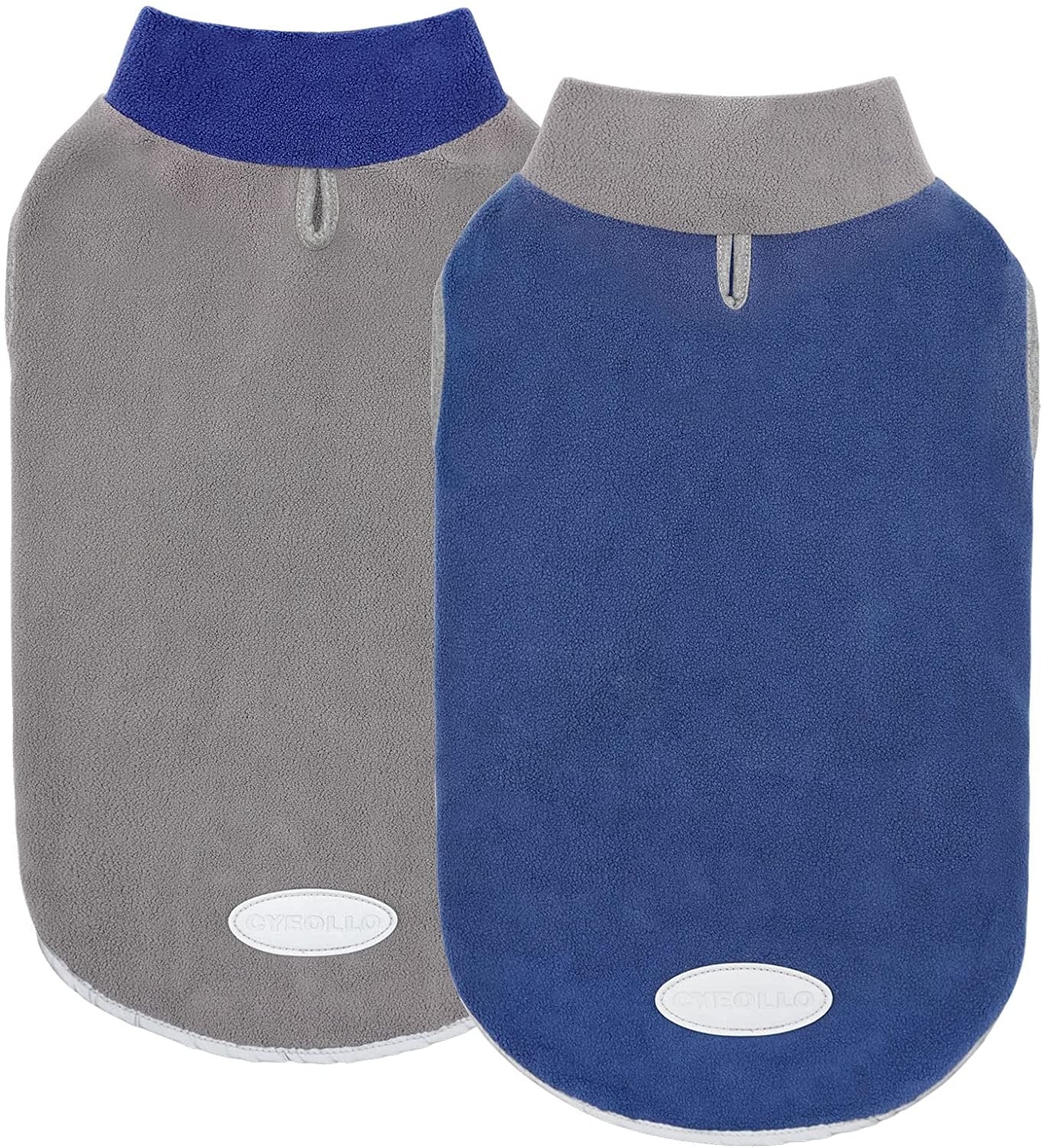 Cyeollo 2 Pack Small Dog Fleece Sweater Stretchy Pullover Sweatshirt Boy Dog Sweatshirt with Reflective Stripe Pet Blue Dog Clothes Dog Sweaters Turquoise & Grey Animals & Pet Supplies > Pet Supplies > Dog Supplies > Dog Apparel cyeollo Leash Hole Version 1 X-Large 