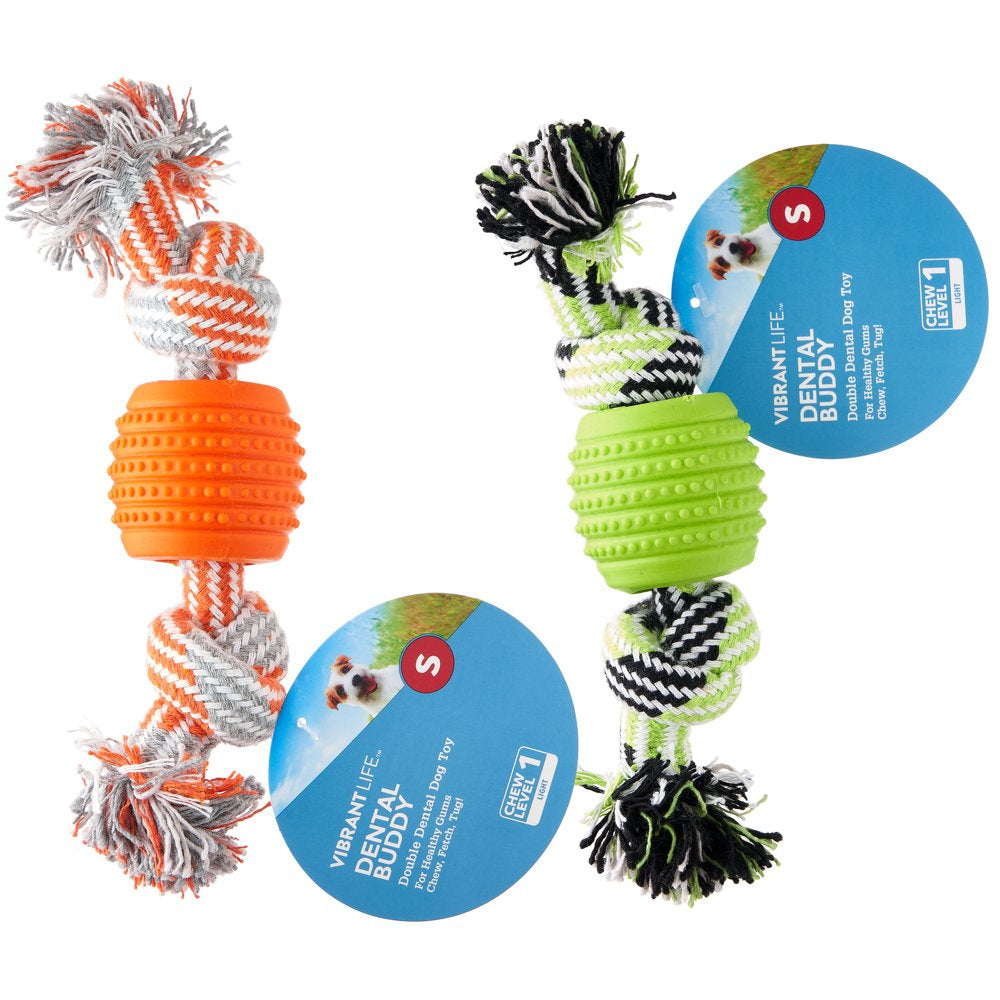 Vibrant Life Dental Buddy Double Dental Dog Toy, Small, Assorted Animals & Pet Supplies > Pet Supplies > Dog Supplies > Dog Toys Vibrant Life   