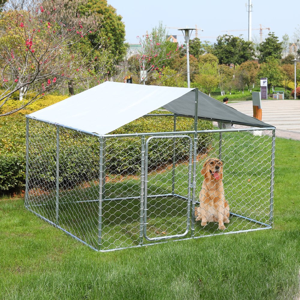 Outdoor Dog Kennel with Roof Dog Enclosures for outside Dog Runner for Yard Outdoor Pet Enclosure Kennel Fence Dog Cage in Backyard with Water-Resistant Cover Animals & Pet Supplies > Pet Supplies > Dog Supplies > Dog Kennels & Runs LVUYOYO   