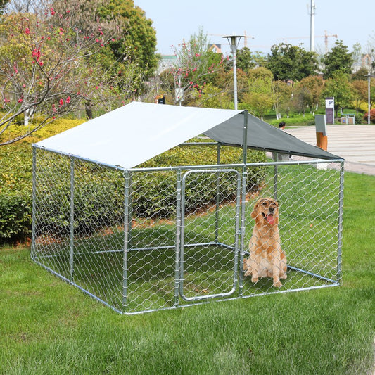 Outdoor Dog Kennel with Roof Dog Enclosures for outside Dog Runner for Yard Outdoor Pet Enclosure Kennel Fence Dog Cage in Backyard with Water-Resistant Cover Animals & Pet Supplies > Pet Supplies > Dog Supplies > Dog Kennels & Runs LVUYOYO   