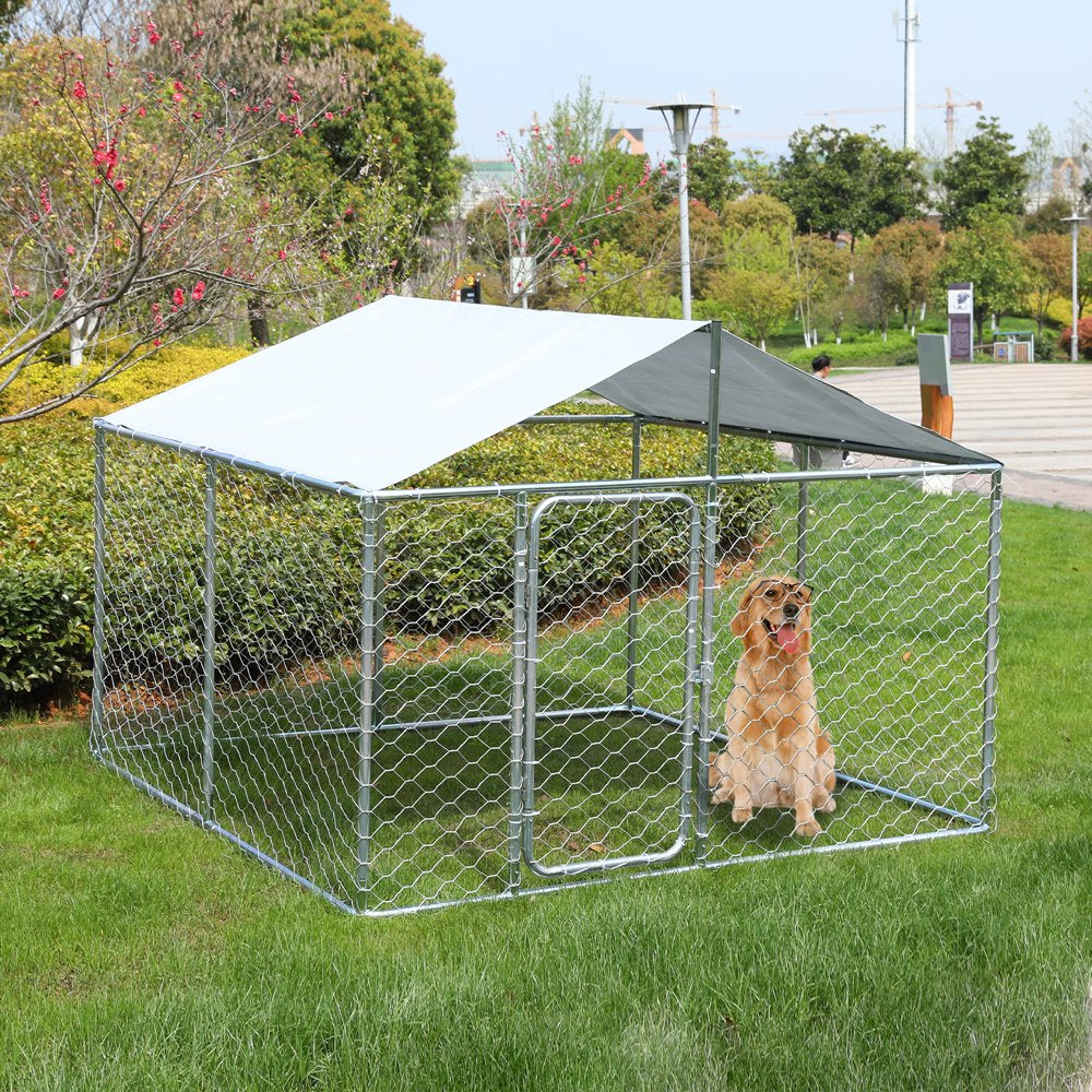 Outdoor Dog Kennel with Roof Dog Enclosures for outside Dog Runner for Yard Outdoor Pet Enclosure Kennel Fence Dog Cage in Backyard with Water-Resistant Cover