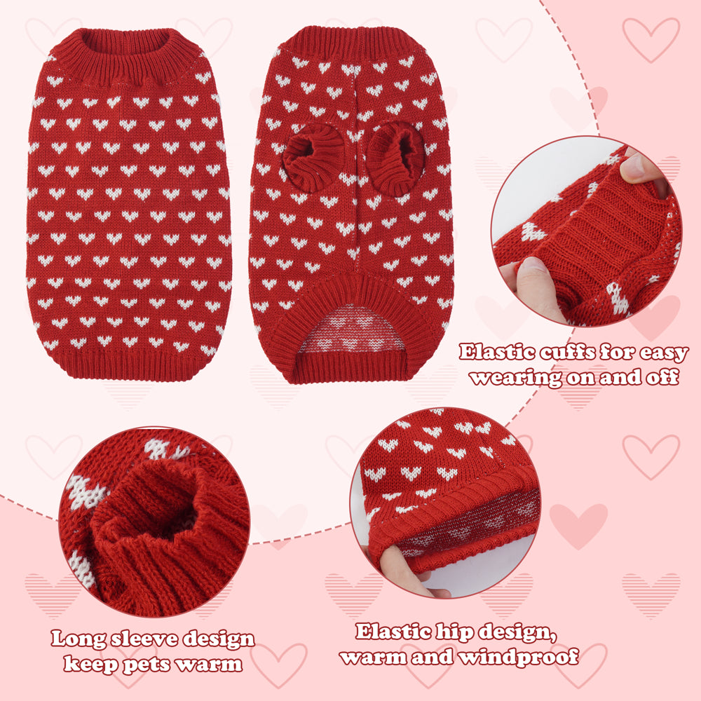 ROZKITCH Dog Serater Love Pattern, Puppy Festival Winter Clothes, Pet Apparel Red Love Heart Knitwear Pullover Sweatshirts for Small and Medium Dogs Cats Animals & Pet Supplies > Pet Supplies > Dog Supplies > Dog Apparel ROZKITCH   