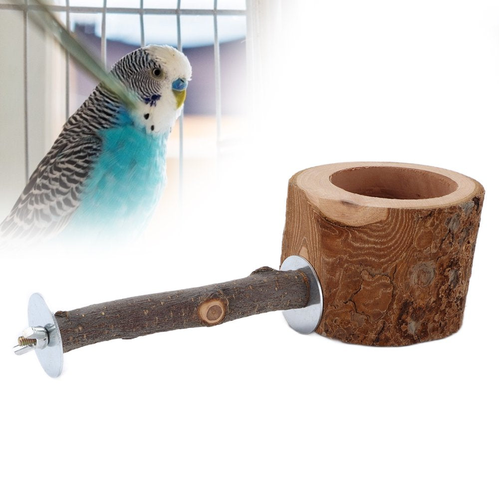 Brrnoo Pet Bird Feeding Bowl for Parakeet Cage Wooden Perch Stand Play Accessory Animals & Pet Supplies > Pet Supplies > Bird Supplies > Bird Cage Accessories Brrnoo   