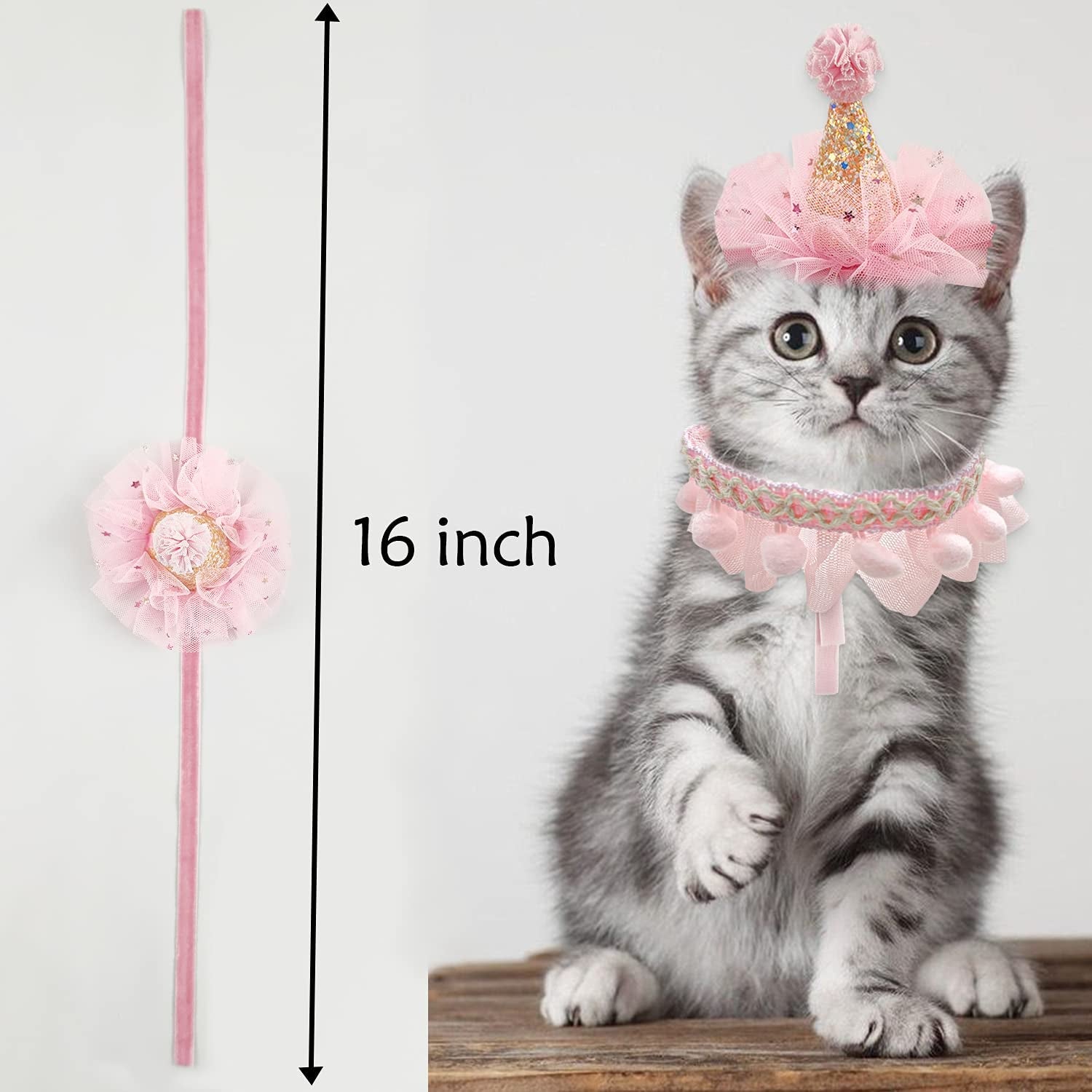 RUKUHOT Birthday Hat Scarf Set for Pet Puppy Cat, Cute Lace Bandana Bib Scarf Crown Hat Princess Costume for Cats Small Dogs,Pink Outfit for Birthday Party Animals & Pet Supplies > Pet Supplies > Dog Supplies > Dog Apparel RUKUHOT   