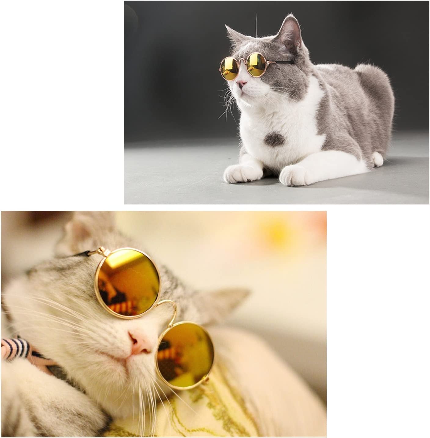 Coolrunner Cute and Funny Pet Sunglasses Classic Retro Circular Metal Prince Sunglasses for Cats or Small Dogs Fashion Costume Animals & Pet Supplies > Pet Supplies > Dog Supplies > Dog Apparel Coolrunner   