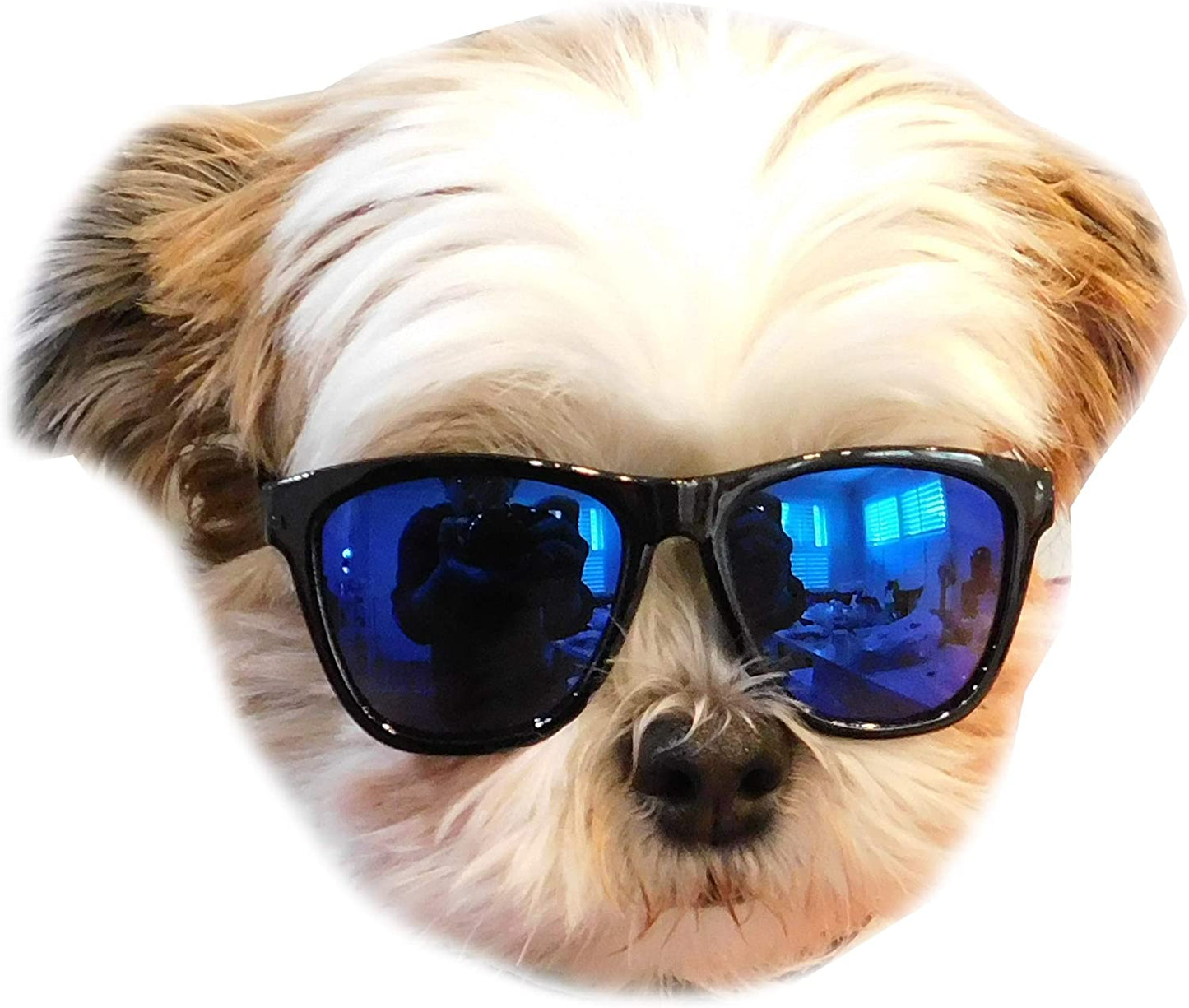 G014 Dog Pet 80S Sunglasses Goggles for Small Dogs up to 15Lbs (Pink) Animals & Pet Supplies > Pet Supplies > Dog Supplies > Dog Apparel Style Vault Black-blue mirror  