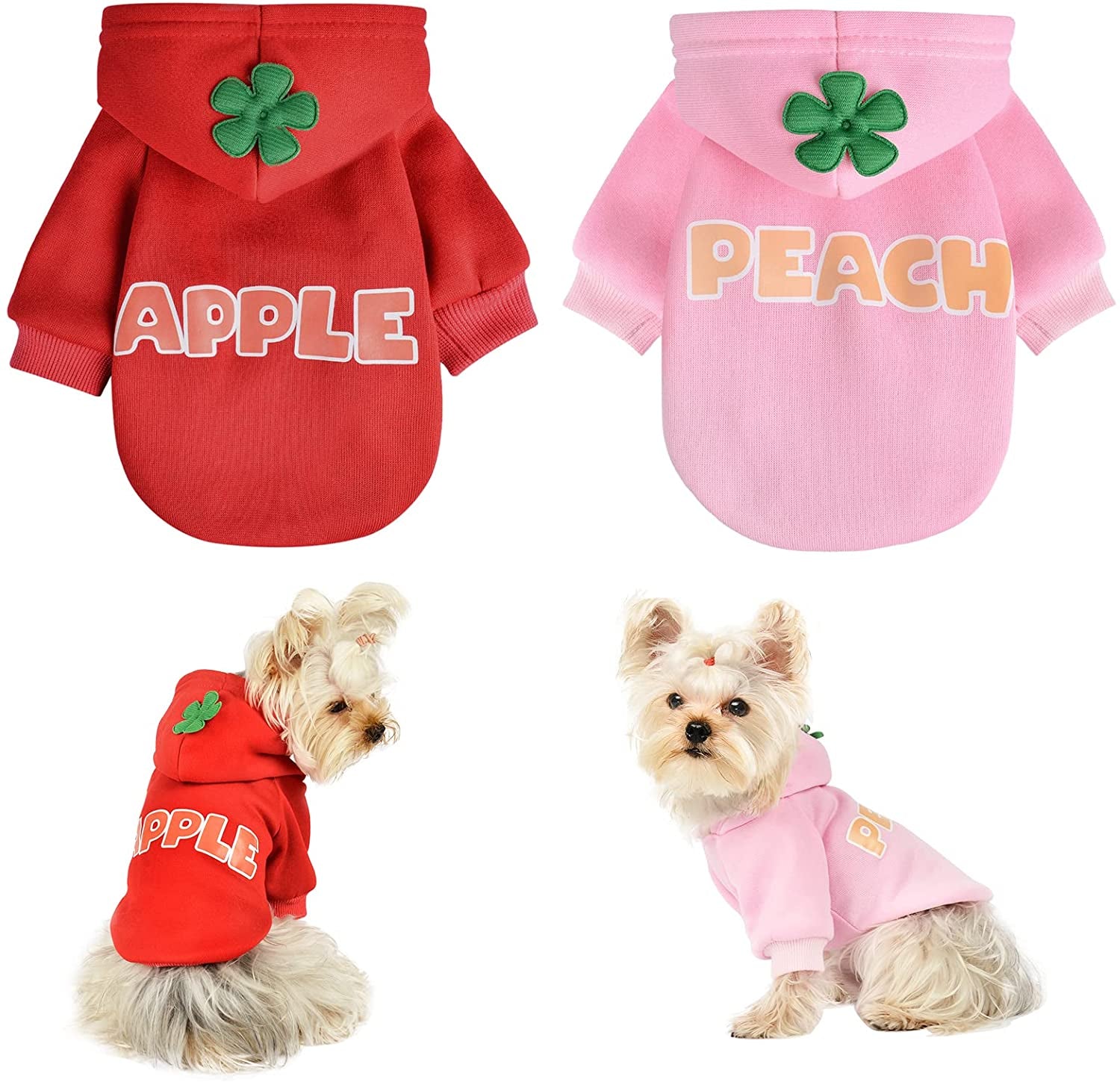 4 Pieces Small Dog Sweaters Chihuahua Fleece Clothes XXS~S Winter Warm Puppy Sweaters Boys Girls Tiny Dog Outfits for Teacup Yorkie Puppies Extra Small Breed Costume (X-Small Bust 10.23") Animals & Pet Supplies > Pet Supplies > Dog Supplies > Dog Apparel Kosiyi Pink+Red X-Small (1-3 Ib) 