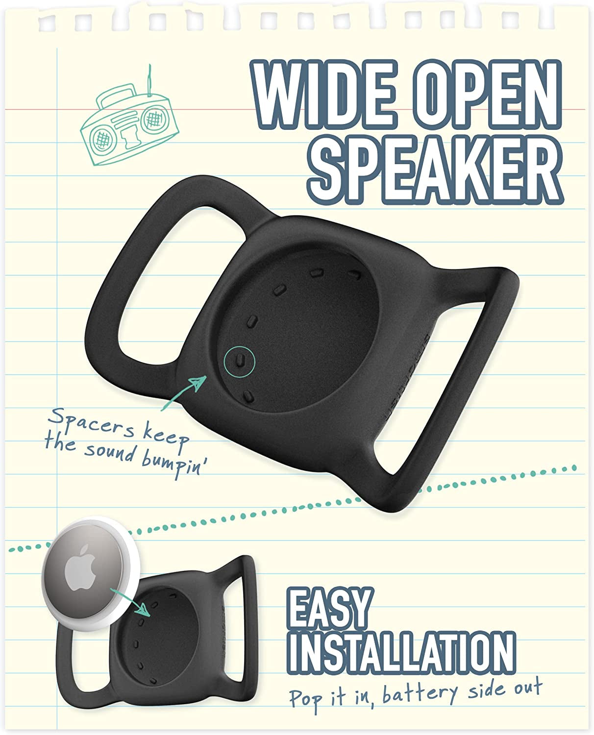 Smartish Pet Collar Holder 2 Pack for Apple Airtag® - Snitch Waterproof Airtag Cases for Small, Medium, Large Dogs/Pets [.5"-1.25" Collars] Easy-To-Clean Silicone Material Electronics > GPS Accessories > GPS Cases Smartish   