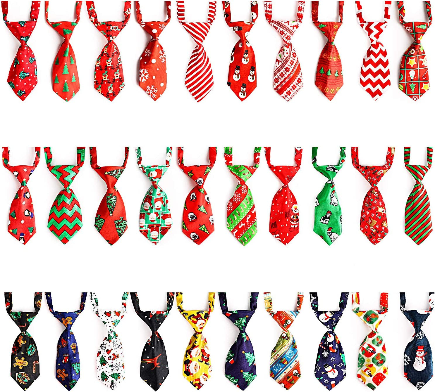 Segarty Ties for Dog, 30Pcs Adjustable Pet Neck Ties Collar for Small Dogs Cats, Double Layered Puppy Bowties Necktie Bow Ties Grooming Bows for Wedding Valentine Photography Holiday Party Christmas Animals & Pet Supplies > Pet Supplies > Dog Supplies > Dog Apparel Segarty Happy Time Theme Patterned  