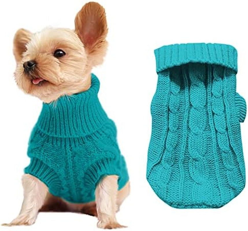 Dog Sweaters for Small Dogs, Pet Sweaters Classic Knitwear Winter Girl Boys Dog Clothes Chihuahua Coat Warm Puppy Costume Clothing Cute Doggie Sweater Apparel for Yorkie Christmas Animals & Pet Supplies > Pet Supplies > Dog Supplies > Dog Apparel SVVOOD Cyan-Blue XXL (8-15lb) Chest 17in, Back 13in 