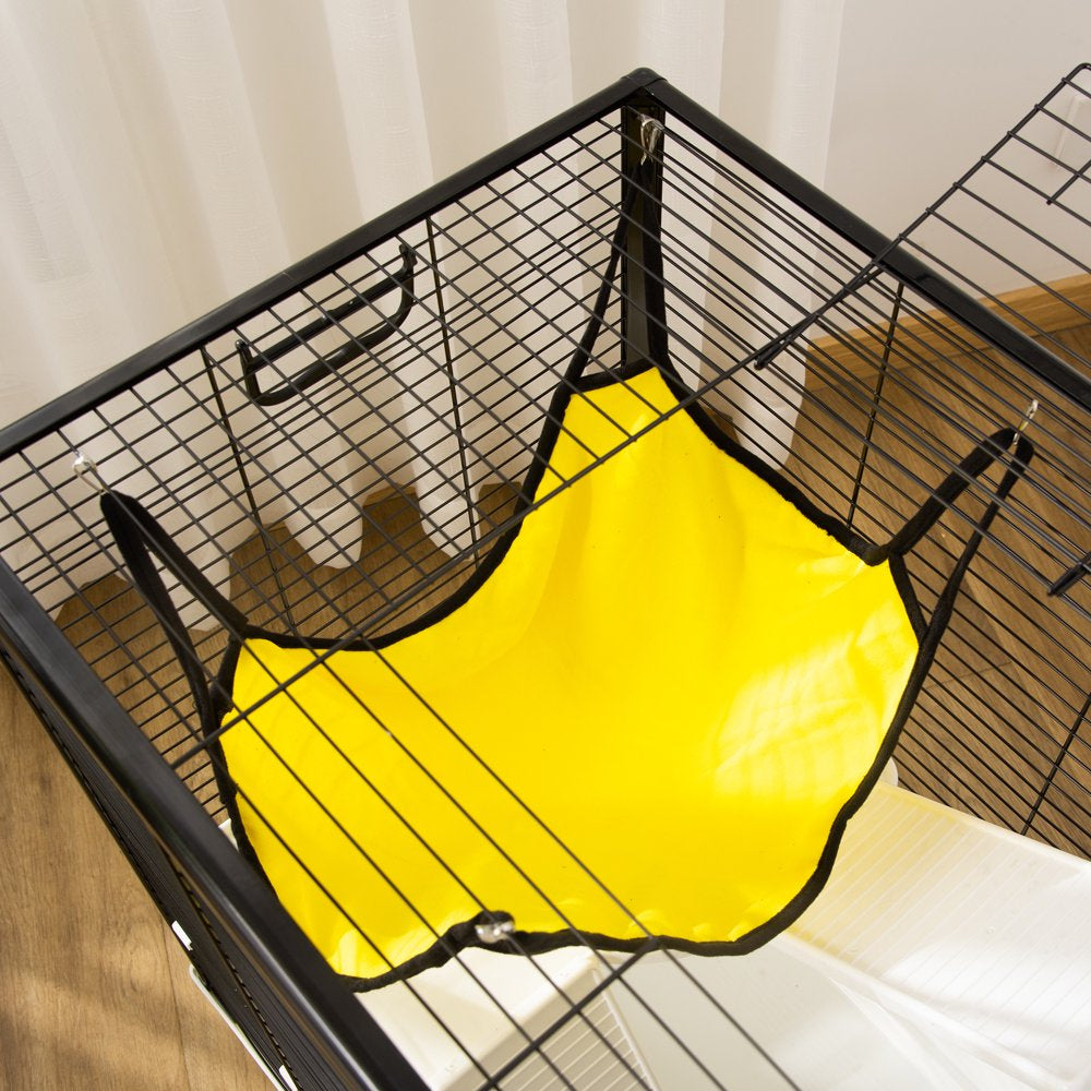 Pawhut Small Animal Cage Habitat Indoor Pet Play House for Guinea Pigs Ferrets Chinchillas, with Accessories Hammock Water Bottle Balcony Ramp Food Dish, 31.5"X19"X30.75", Yellow Animals & Pet Supplies > Pet Supplies > Small Animal Supplies > Small Animal Habitats & Cages Aosom LLC   