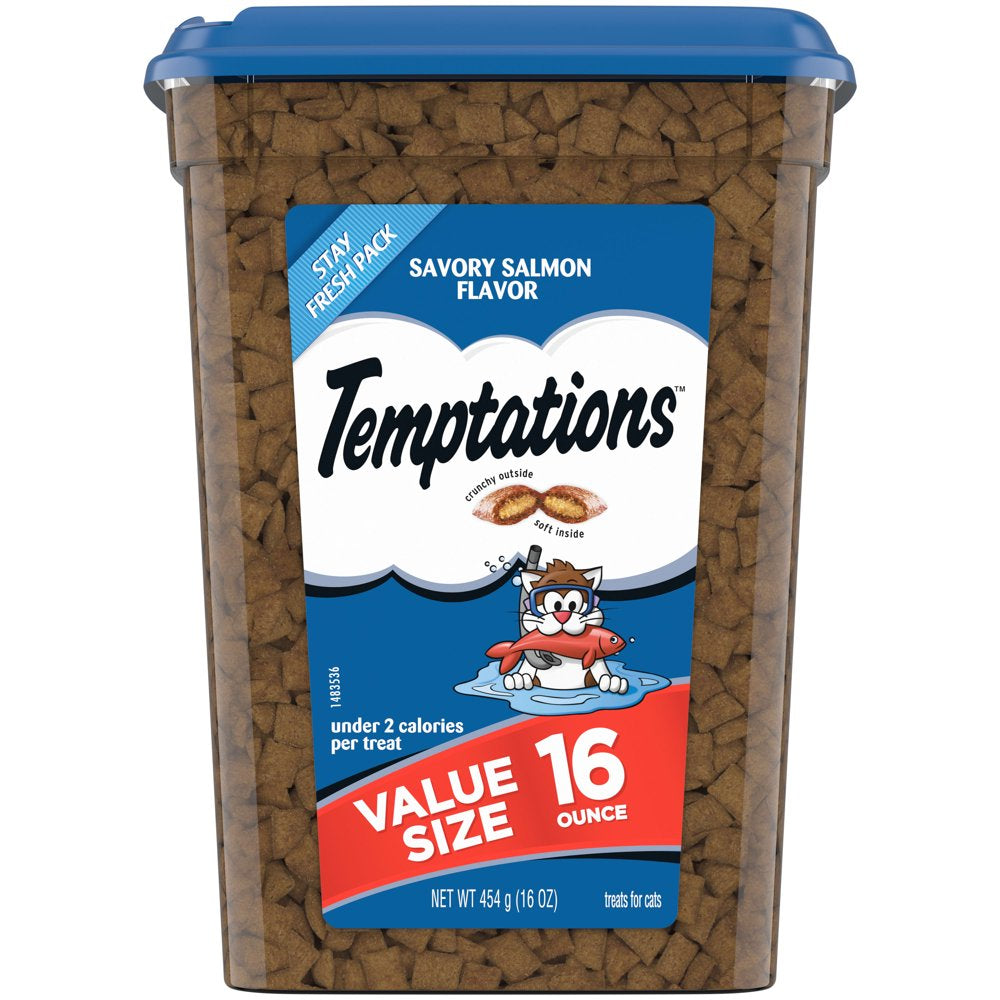 TEMPTATIONS Classic Crunchy and Soft Cat Treats Savory Salmon Flavor, 16 Oz. Tub Animals & Pet Supplies > Pet Supplies > Cat Supplies > Cat Treats Mars Petcare 16 oz  