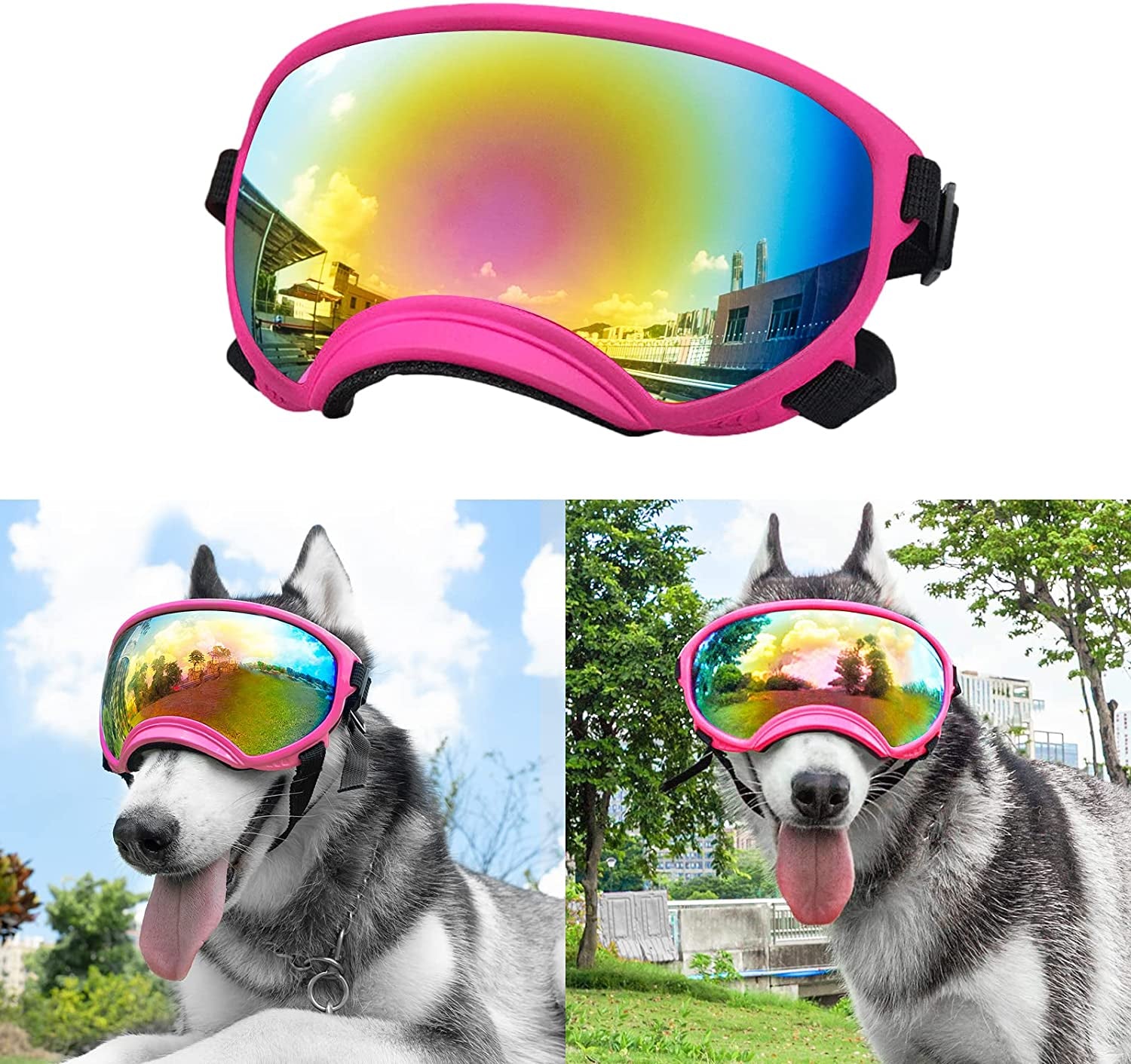 Dog Goggles Large and Medium Breed, UV Protection Windproof and Dustproof. Shatterproof Lens, Breathable Design, Dog Sunglasses Animals & Pet Supplies > Pet Supplies > Dog Supplies > Dog Apparel SEANCHEER Pink  