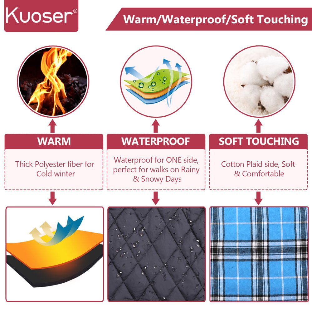 Kuoser Cozy Waterproof Windproof Reversible British Style Plaid Dog Vest Winter Coat Warm Dog Apparel for Cold Weather Dog Jacket for Small Medium Large Dogs with Furry Collar (XS - 3XL) Animals & Pet Supplies > Pet Supplies > Dog Supplies > Dog Apparel Kuoser   
