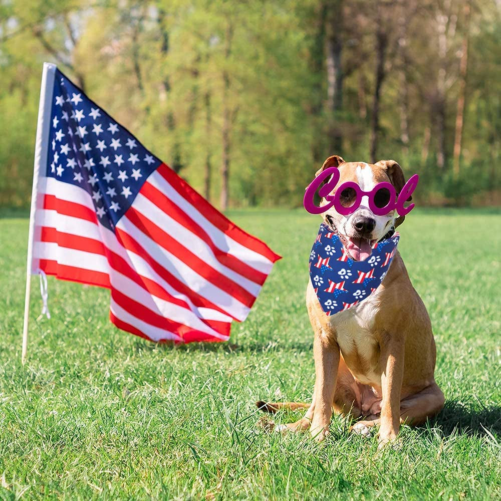 ADOGGYGO American Flag Dog Bandanas Triangle Dog Scarf Patriotic 4Th of July Dog Bandana for Small Medium Large Dogs Pets (Red & Blue) Animals & Pet Supplies > Pet Supplies > Dog Supplies > Dog Apparel ADOGGYGO   