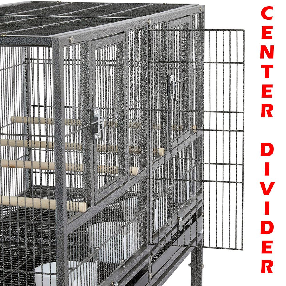 Stackable Bird Flight Breeder Cage Center Divider Side Nesting Box Doors Metal Bird Cage with Rolling Stand for Small Birds Lovebirds Finch Canaries Parakeets Cockatiels Budgies Animals & Pet Supplies > Pet Supplies > Bird Supplies > Bird Cages & Stands Mcage   