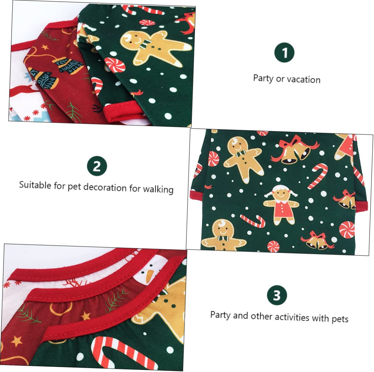 Balacoo 3Pcs Breathable Shirts- Dogs Outfits Adorable Soft and Printed Coat Funny Puppy Design Sweater New Christmas Jumpsuit Pet Cotton Cosplay Jacket Gingerbread Outfit Gifts Medium Animals & Pet Supplies > Pet Supplies > Dog Supplies > Dog Apparel Balacoo   