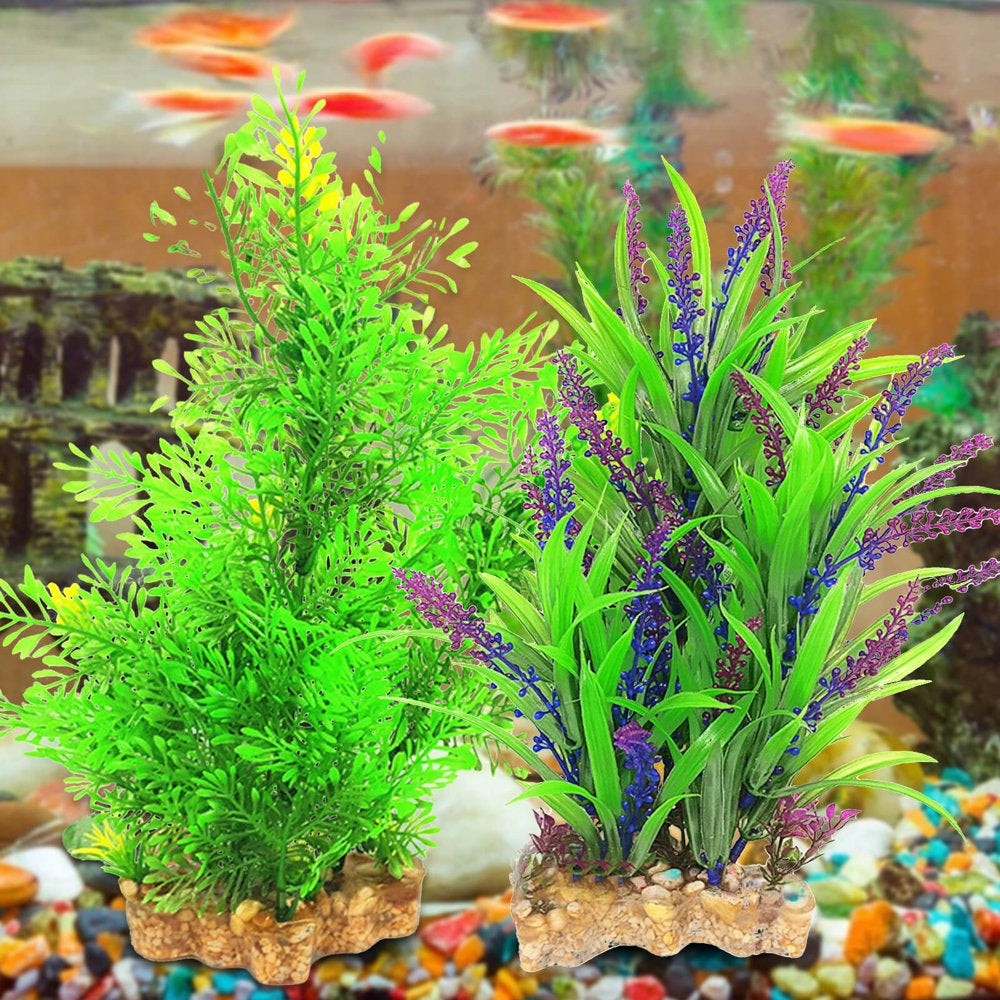 Shulemin Fake Aquatics Plants Realistic Fish Hideaway Anti-Fade Artificial Water Weeds Fish Tank Ornaments for Fish Tank Decor,Purple Green Animals & Pet Supplies > Pet Supplies > Fish Supplies > Aquarium Decor Shulemin Green  