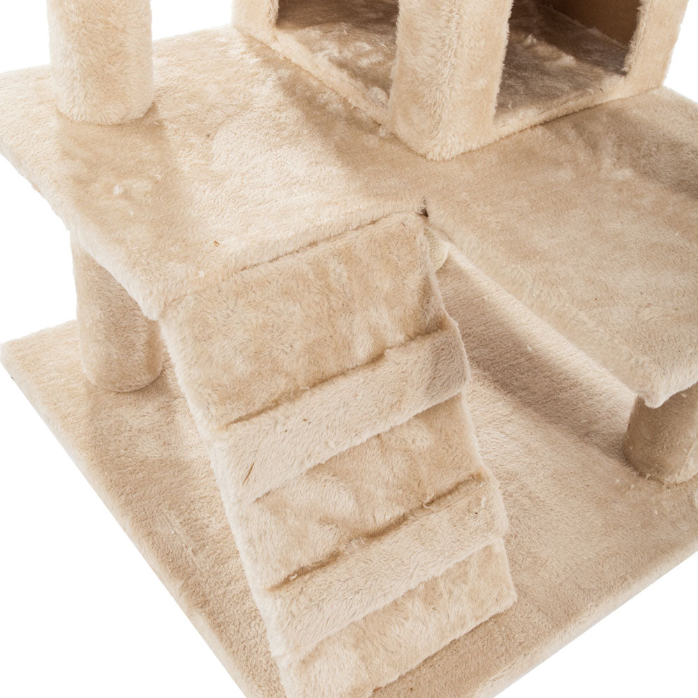 Lowestbest 52" Cat Activity Tree, Cat Tower with Sisal-Covered Scratcher Slope, Scratching Posts, Plush Perches, Activity Centre Multi-Level Cat Condo Furniture for Kittens Pets, Beige Animals & Pet Supplies > Pet Supplies > Cat Supplies > Cat Furniture Lowestbest   