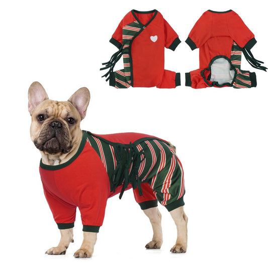 ROZKITCH Dog Pajamas Onesie Bottoming Dog Shirt Coats Dog Apparel Pullover Full Coverage Pajamas Jumpsuit Christmas Style Soft Stretchy Dog Clothes Red Animals & Pet Supplies > Pet Supplies > Dog Supplies > Dog Apparel ROZKITCH XS  