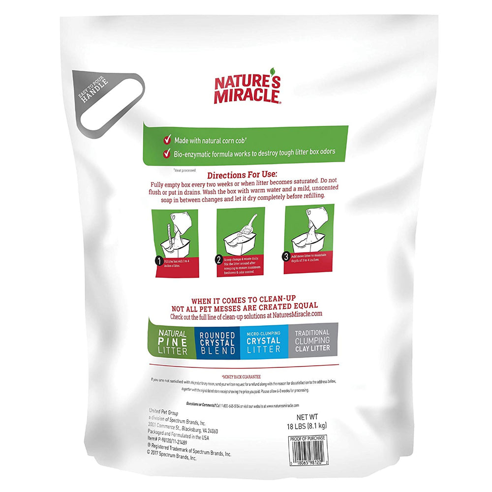 Nature'S Miracle Premium Clumping Corn Cob Litter, Bio-Enzymatic Formula, 18 Lb Animals & Pet Supplies > Pet Supplies > Cat Supplies > Cat Litter Spectrum   