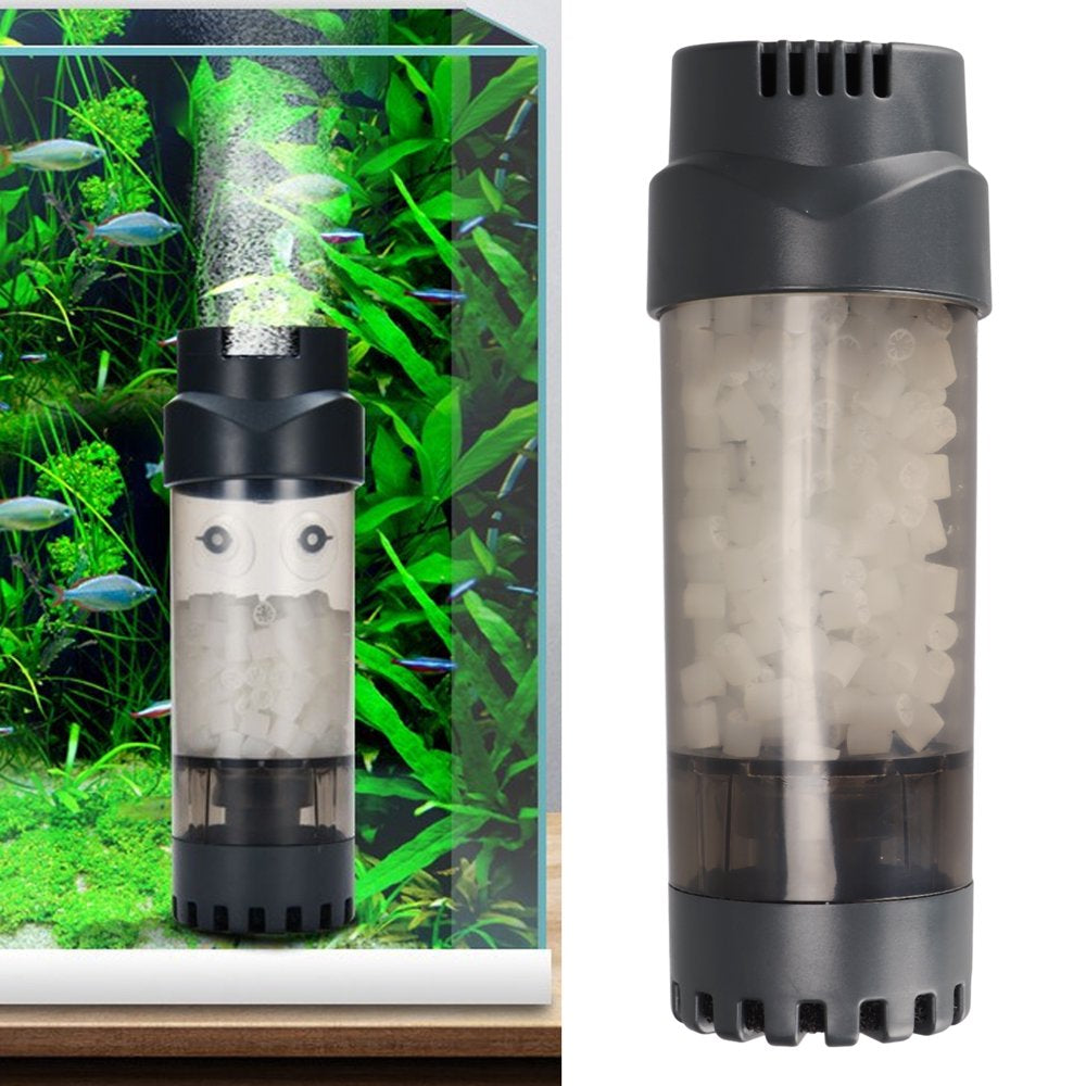 Aquarium Fluidized Bed Filter, Upgraded Prevent Clogging Bubble Bio Media Filter Double Filtration for Fish Tank