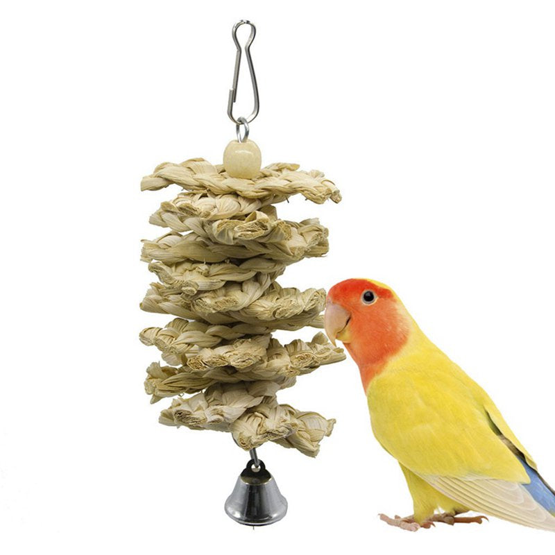 Parrot Hanging Toy Chewing Bite Rattan Balls Grass Swing Bell Bird Parakeet Cage Accessories Animals & Pet Supplies > Pet Supplies > Bird Supplies > Bird Cage Accessories Ardorlove   