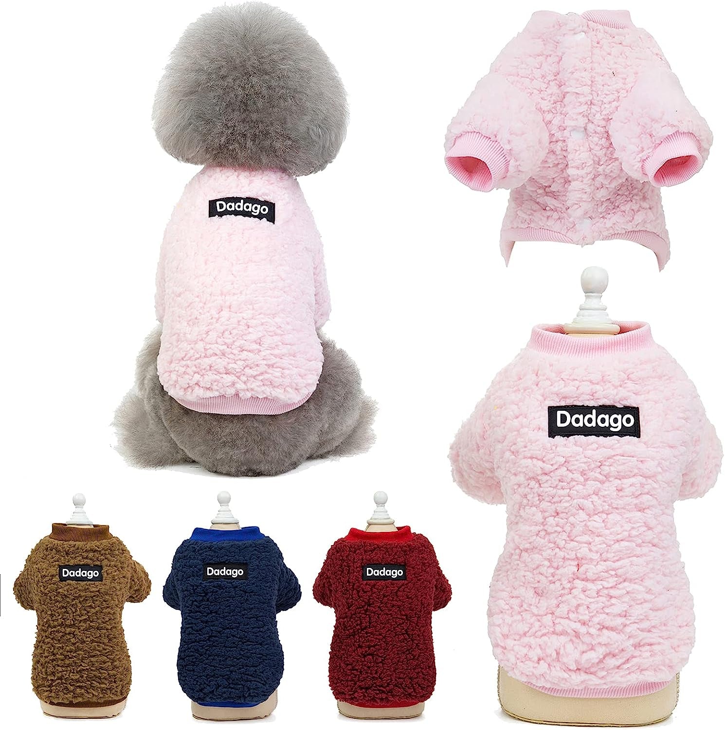 Small Dog Sweater Cat Puppy Winter Warm Coat Pet Cold Weather Cozy Fleece Clothes Cute Pullover Sweater for Small Dogs Girl Boy (Medium, Pink) Animals & Pet Supplies > Pet Supplies > Dog Supplies > Dog Apparel Winmany Pink X-Large 