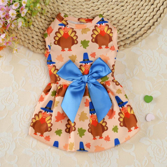 Holiday Dog Dress Cute Halloween Pet Dresses Skirts Christmas Doggie Bowknot Dresses Thanksgiving Puppy Festival Skirts Pet Apparel Clothes for Dogs Cats Pets Animals & Pet Supplies > Pet Supplies > Cat Supplies > Cat Apparel MAXCOZY M Apricot 