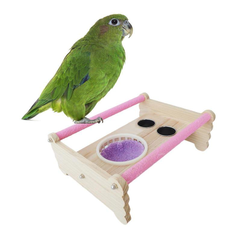 Parrot Perch Stand Wooden Birds Play Stand Tabletop W/ Food Water Bowl Birdcage Bed for Macaw Budgies Cockatiels Cockatoos Animals & Pet Supplies > Pet Supplies > Bird Supplies > Bird Cages & Stands Magideal   
