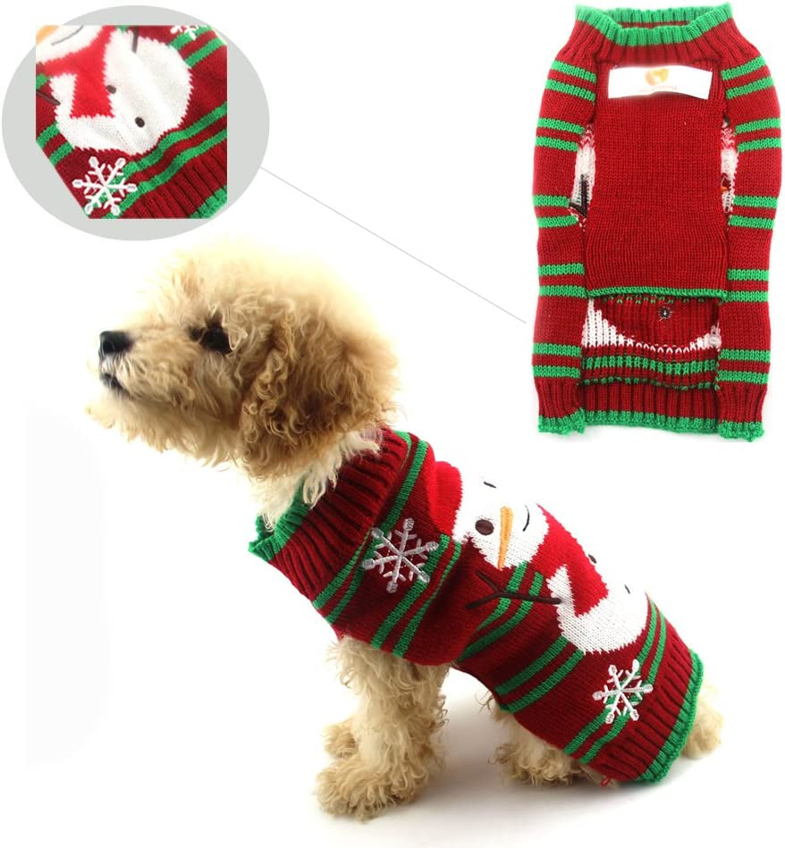 NACOCO Dog Snow Sweaters Snowman Sweaters Xmas Dog Holiday Sweaters New Year Christmas Sweater Pet Clothes for Small Dog and Cat(Snowman,S) Animals & Pet Supplies > Pet Supplies > Dog Supplies > Dog Apparel NACOCO   