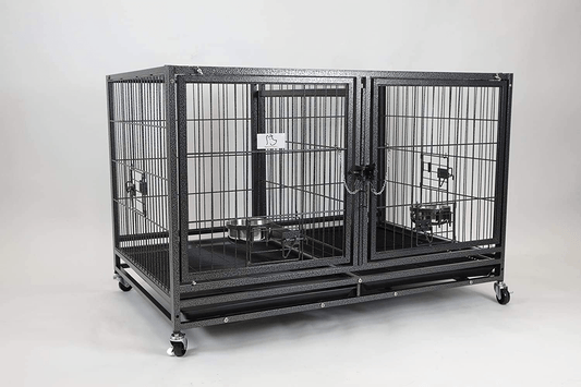 43" Stackable Heavy Duty Cage W/Feeding Doors and Divider or Additional Tray Animals & Pet Supplies > Pet Supplies > Dog Supplies > Dog Kennels & Runs Homey Pet DG-43-T  